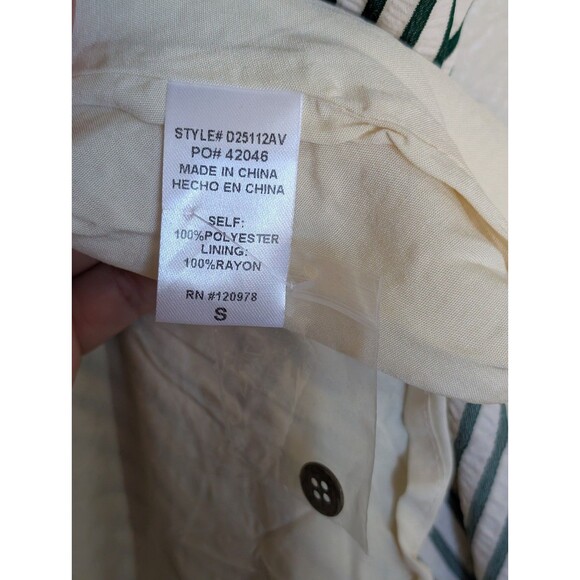 Entro Avara Brantley Dress S Striped V-Neck Smocked Waist Pockets Cottagecore - Picture 6 of 11